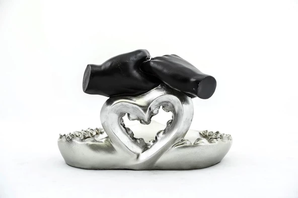 Özel Tasarım Kalpli Polyester Sunum Söz Nişan Tepsisi - Resim 2