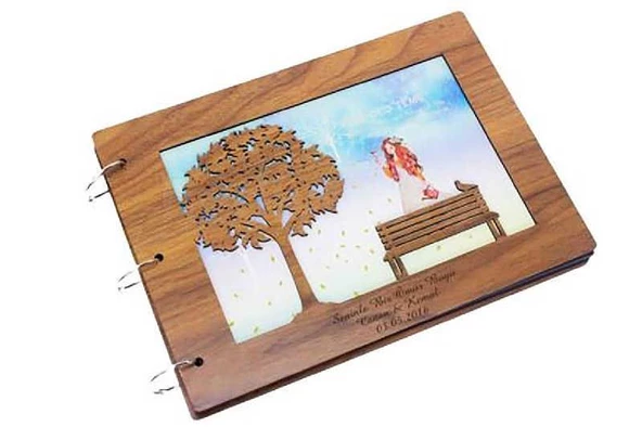 Albüm Ahşap Kapaklı Yatay Temalı Dekoratif Hediyelik ürün görseli 1