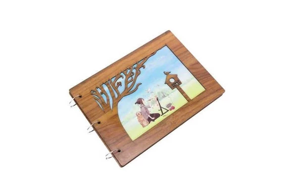 Albüm Ahşap Kapaklı Yatay Temalı Dekoratif Hediyelik - Resim 3
