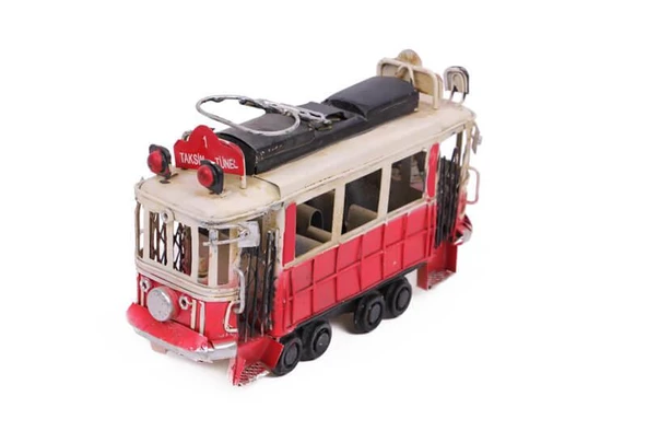 Dekoratif Metal Taksim Tramvay Orta Boy Vintage Biblo Hediyelik - 5