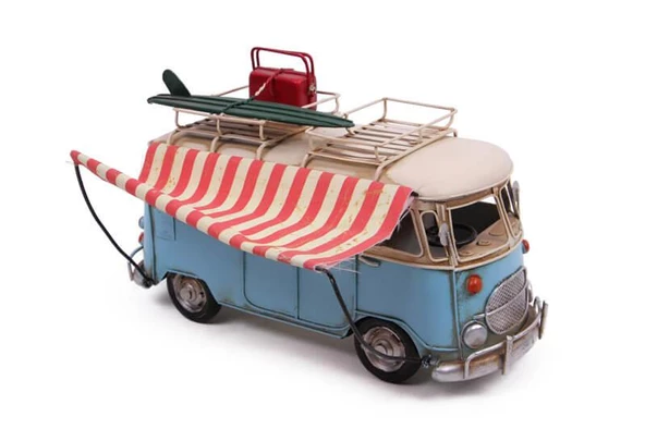 Dekoratif Metal Minibüs Tenteli Vintage Vosvos Hediyelik ürün görseli 1