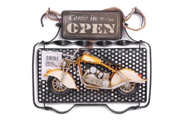 Dekoratif Metal Kapı Yazısı Motosiklet Dekorlu Vintage Hediyelik ürün görseli 1