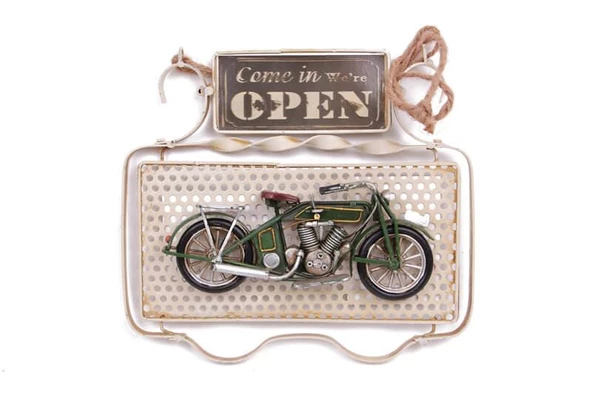 Dekoratif Metal Kapı Yazısı Motosiklet Dekorlu Vintage Hediyelik ürün görseli 1