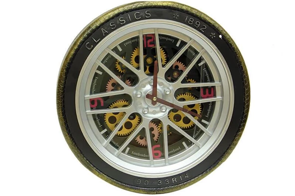 Saat Çarklı Jant Modeli Duvar Saati Dekoratif Ev Ofis Hediyelik ürün görseli 1