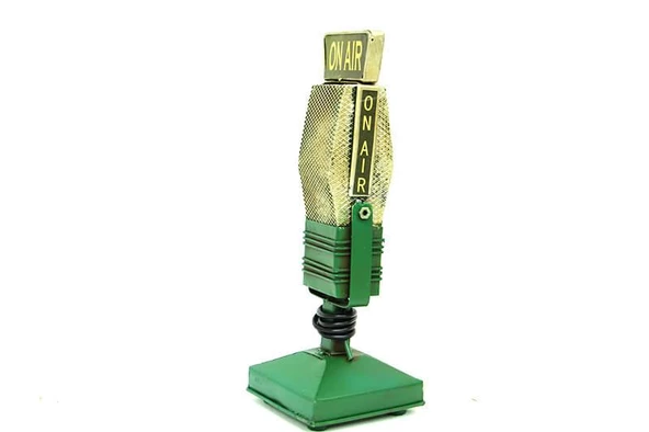 Dekoratif Metal Mikrofon Obje Biblo Vintage Hediyelik - 2