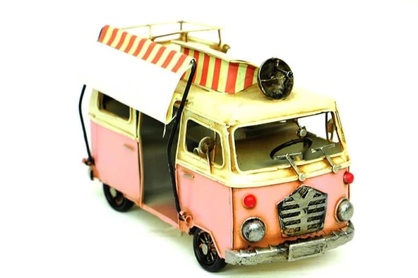 Dekoratif Metal Minibüs Çerçeveli ve Tenteli Vintage Hediyelik - Resim 2