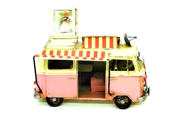 Dekoratif Metal Minibüs Çerçeveli ve Tenteli Vintage Hediyelik ürün görseli 1