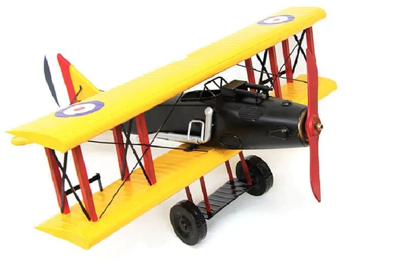 Dekoratif Metal Uçak Çift Kanatlı Vintage Ev Ofis Hediyelik ürün görseli 1