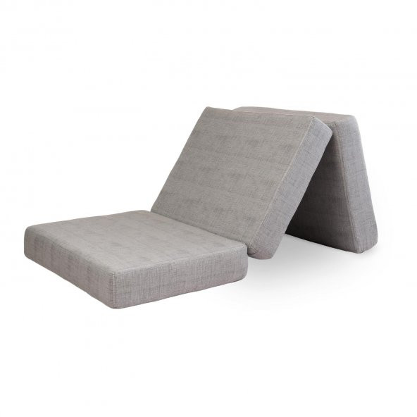 VOOYT Tek Kişilik Katlanır Sünger Yatak 60x180x14 Cm , Puf, Yer Minderi 3’ü 1 Arada Gri