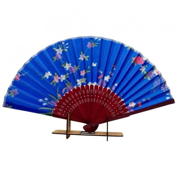 Japon Bambu Kumaş Yelpaze Çanta Boy Stant Hediyeli No.28 - 2