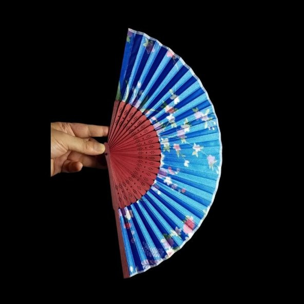 Japon Bambu Kumaş Yelpaze Çanta Boy Stant Hediyeli No.28 - 3