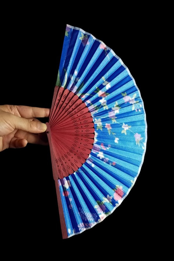 Japon Bambu Kumaş Yelpaze Çanta Boy Stant Hediyeli No.28 - 8