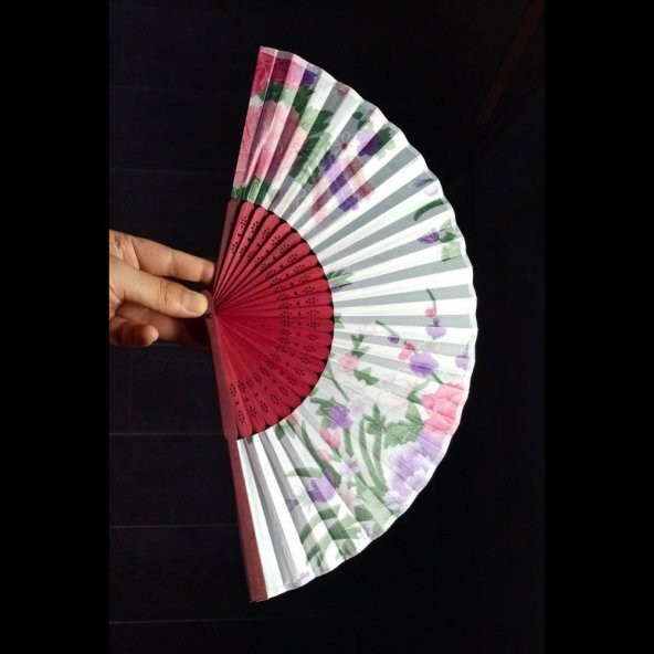 Japon Bambu Kumaş Yelpaze Çanta Boy Stant Hediyeli No.26 - 2