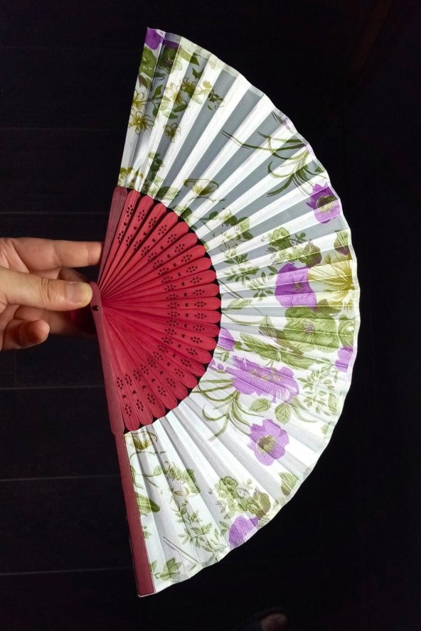 Japon Bambu Kumaş Yelpaze Çanta Boy Stant Hediyeli No.24 - 6