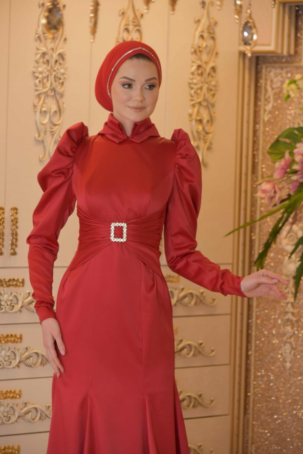 DEVA KIRMIZI ABİYE ELBİSE - 3