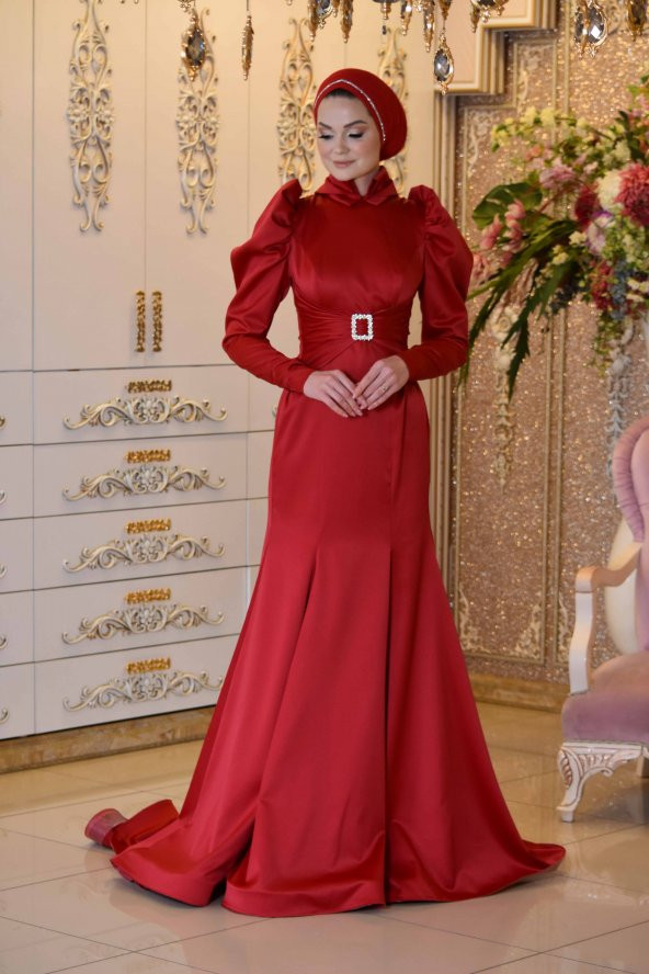DEVA KIRMIZI ABİYE ELBİSE - 5