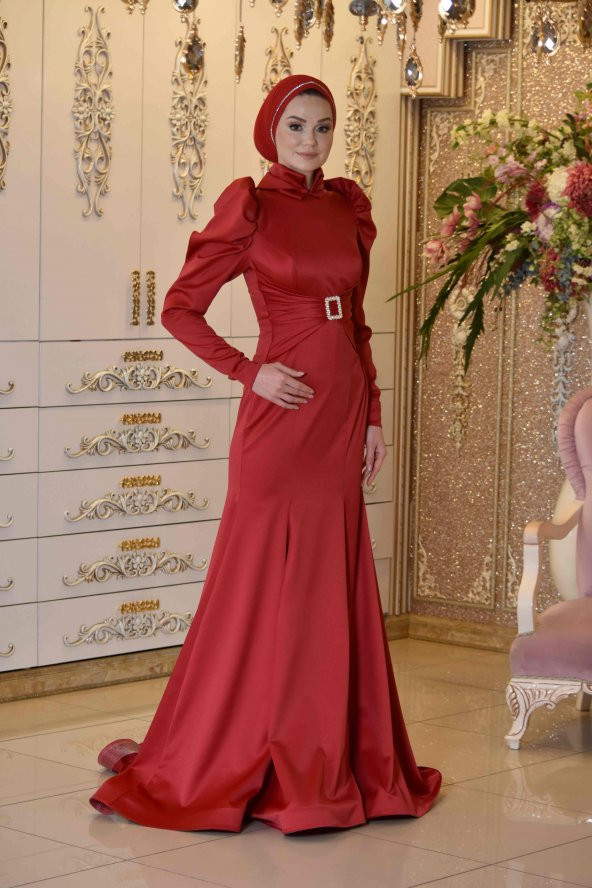 DEVA KIRMIZI ABİYE ELBİSE - 6