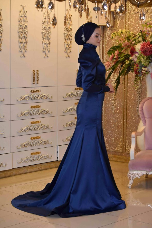 DEVA LACİVERT  ABİYE ELBİSE - 4