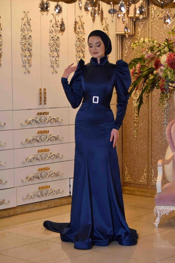 DEVA LACİVERT  ABİYE ELBİSE - 7