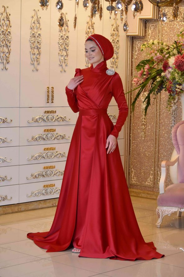 PERİ KIZI KIRMIZI  ABİYE ELBİSE - 7