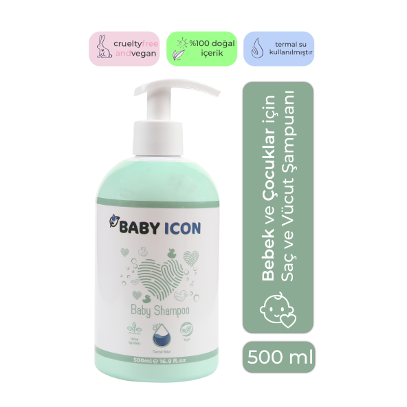 Baby icon Saç ve Vücut Bebek Şampuanı Vegan Sülfat ve Parfüm içermez 300 ml