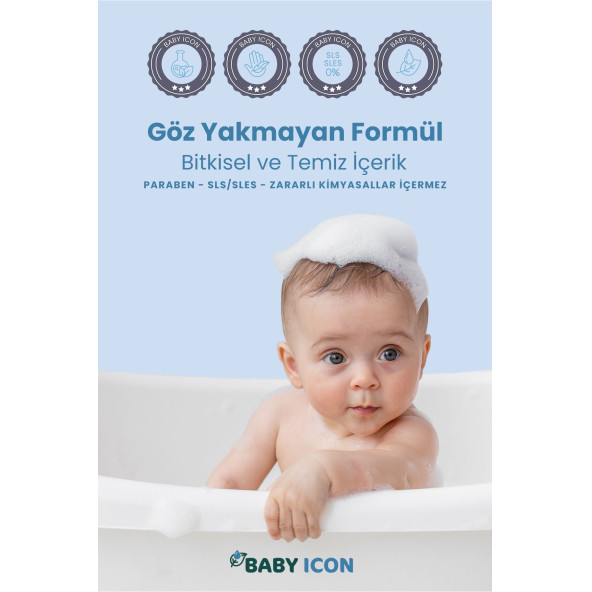 Baby icon Saç ve Vücut Bebek Şampuanı Vegan Sülfat ve Parfüm içermez 300 ml - 5