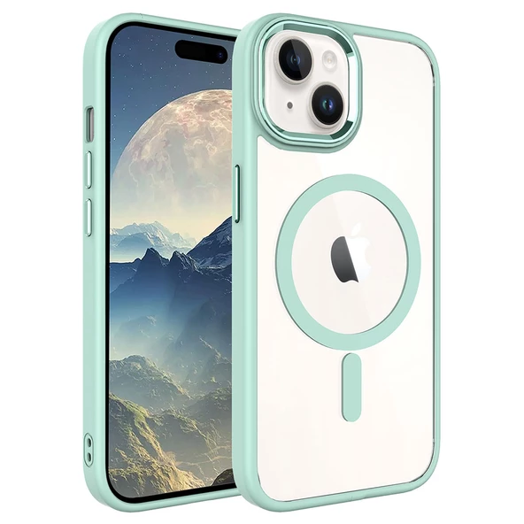 Vendas iPhone 15 Uyumlu ( iPhone 15 ) Krom Serisi Wireless Şarj Özellikli Magsafe Silikon Kapak - 3