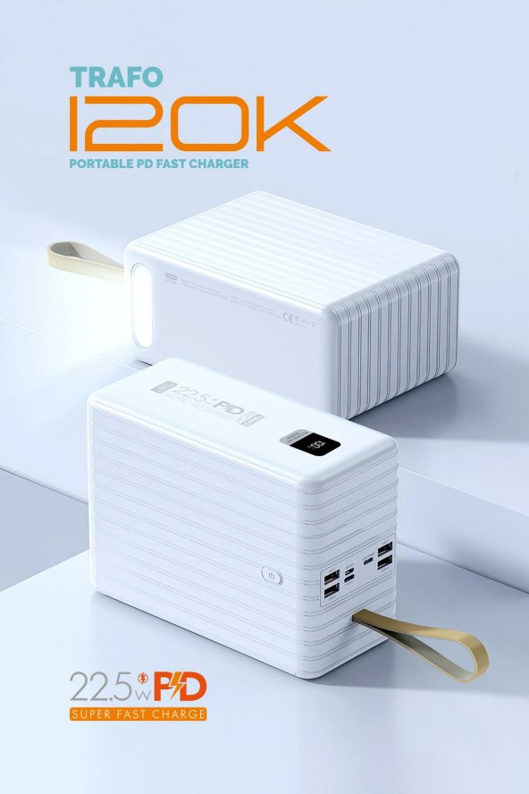 Powerway 120.000 MAH PD 22.5W HIZLI ŞARJ Dahili Kablolu Gerçek 120.000 MAH TRAFO POWERBANK - 2