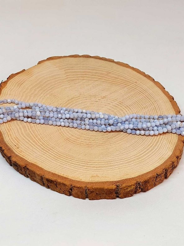 Kalsedon Taşı YARIM Dizi 3mm (17cm uzunluğundadır) - Resim 2