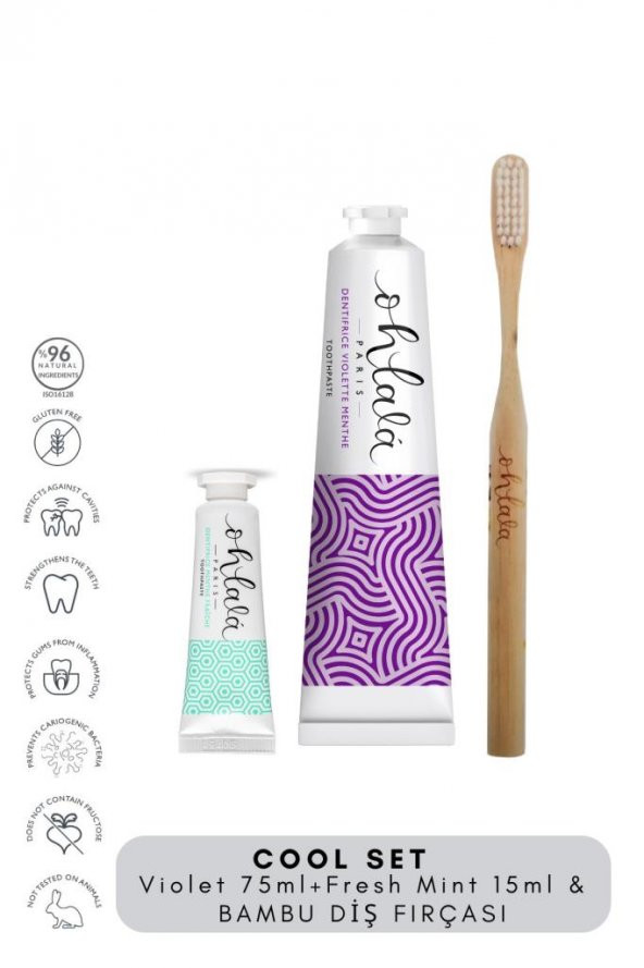 OHLALA Violet mint 75ml + Fresh Mint 15 ml + Bambu Diş Fırçası Cool Set