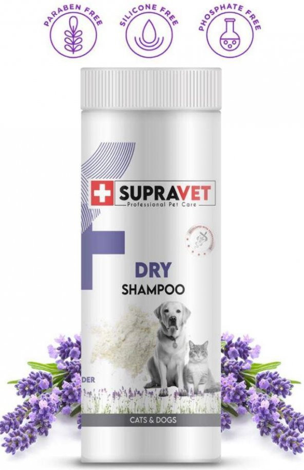 Supravet Dry Shampoo Lavanta Özlü Kedi Köpek Toz Şampuan 150 Ml