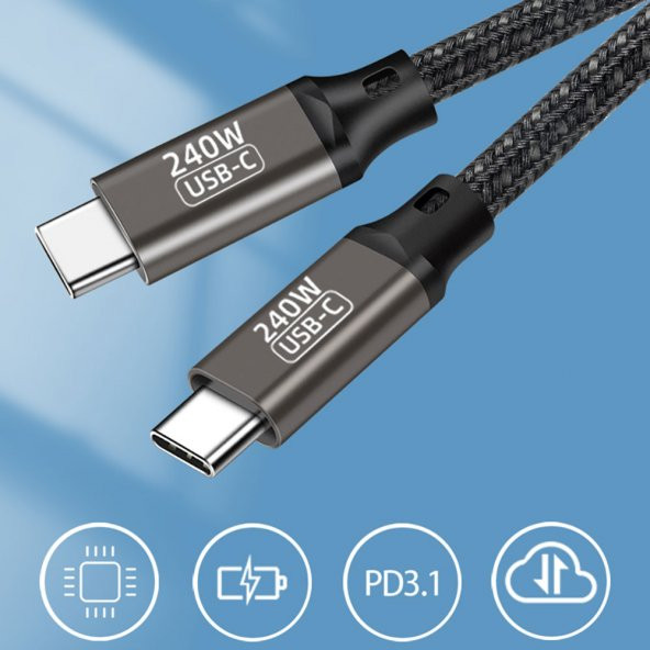 QG02 Type-C to Type-C PD 3.1 Data Kablosu 240W 480Mbps 1 Metre - 11