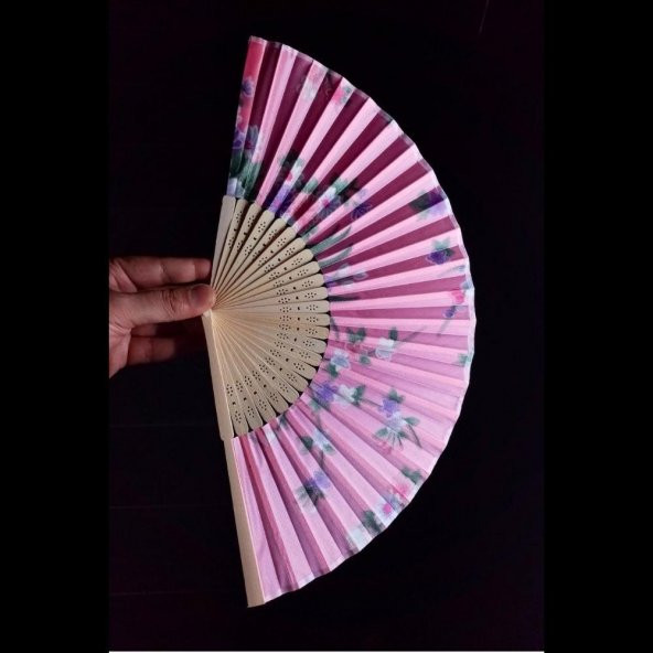 Japon Bambu Kumaş Yelpaze Çanta Boy Stant Hediyeli No.31 - 3