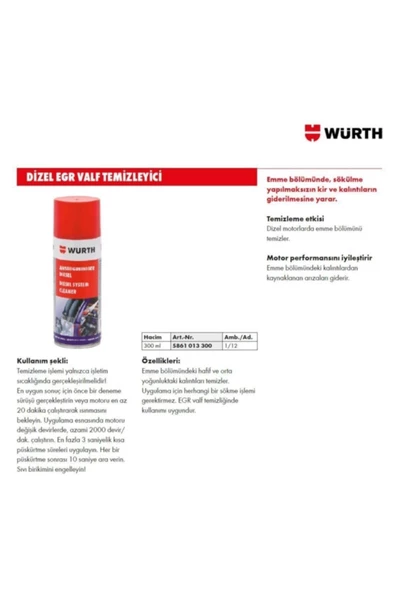 WÜRTH DİZEL EGR VALF TEMİZLEYİCİ 400 ml - 2
