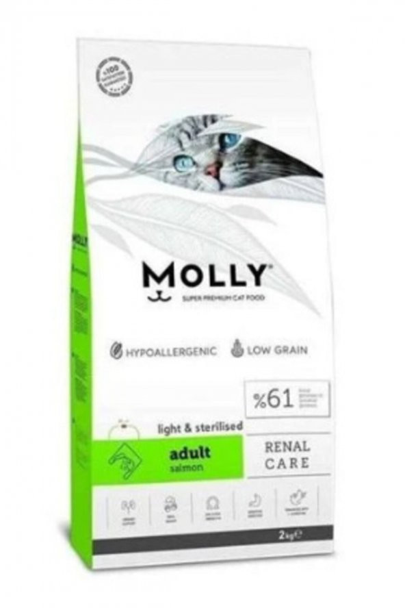 Molly Light & Sterilised Somonlu Kısır Kedi Maması 2 Kg