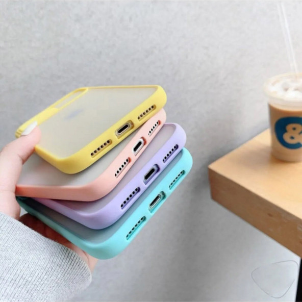 İphone 13 Pro max Uyumlu Sürgülü Kamera Lens Korumalı Kılıf Sarı Arkası Yanları Buzlu Mat - 2