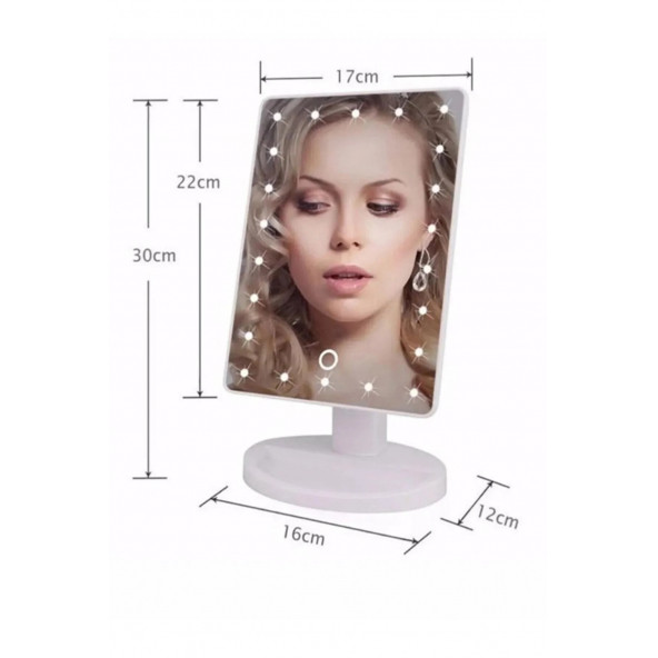 Pilli Dokunmatik Led Işıklı Masa Üstü Makyaj Aynası Dikdörtgen AA112 MRR-04