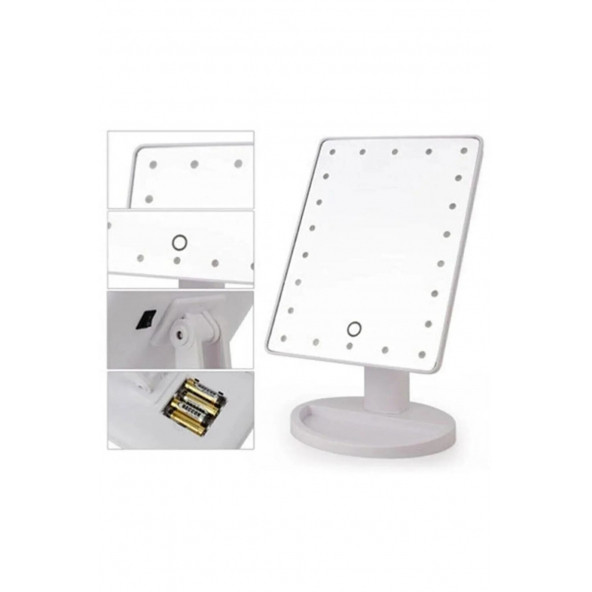 Pilli Dokunmatik Led Işıklı Masa Üstü Makyaj Aynası Dikdörtgen AA112 MRR-04 - 3