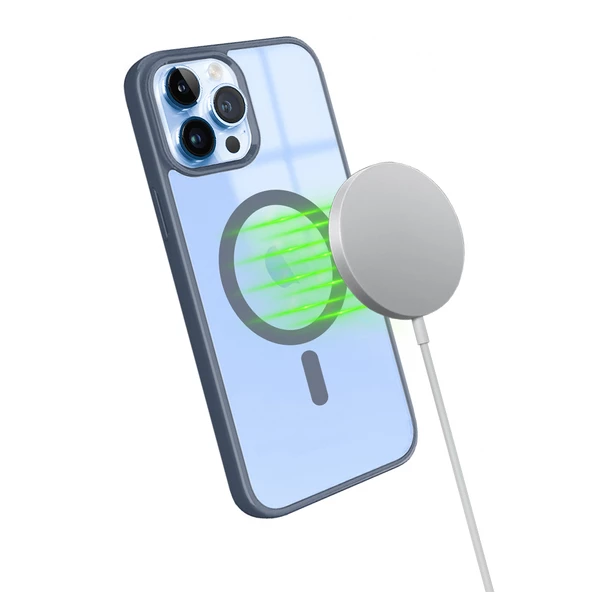 iPhone 13 Pro Max Magsafe Özellikli Renkli Clear Case Kapak - 3
