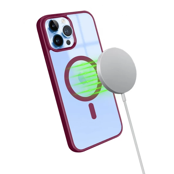 iPhone 13 Pro Max Magsafe Özellikli Renkli Clear Case Kapak - 7