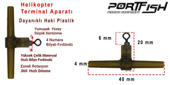 Portfish Helicopter Terminal Tackle T Fırdöndü (Sissy Aparatı) - 3