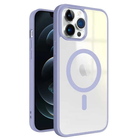 iPhone 12 Pro Max Magsafe Özellikli Renkli Clear Case Kapak - 4