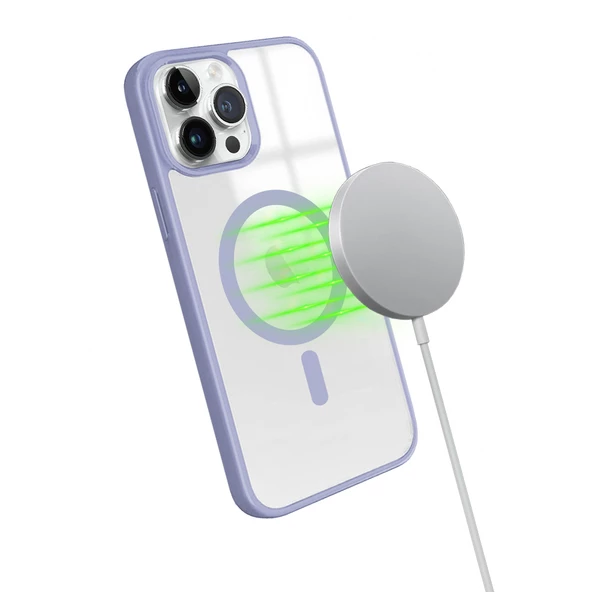 iPhone 12 Pro Max Magsafe Özellikli Renkli Clear Case Kapak - 8