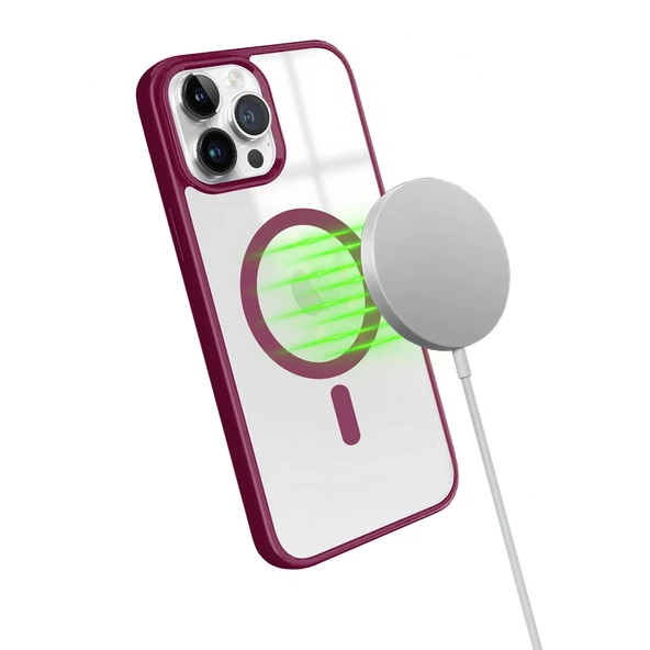 iPhone 12 Pro Max Magsafe Özellikli Renkli Clear Case Kapak - 7