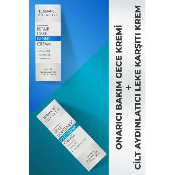 Dermanel Cilt Aydınlatıcı Leke Karşıtı Krem+Dermanel Onarıcı Bakım Gece Kremi