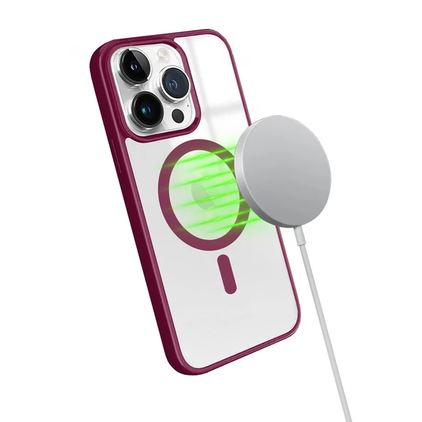 iPhone 14 Pro Magsafe Özellikli Renkli Clear Case Kapak - 5