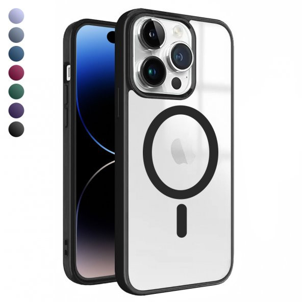 iPhone 14 Pro Magsafe Özellikli Renkli Clear Case Kapak