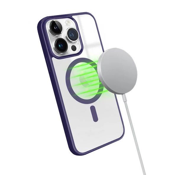 iPhone 14 Pro Magsafe Özellikli Renkli Clear Case Kapak - 3
