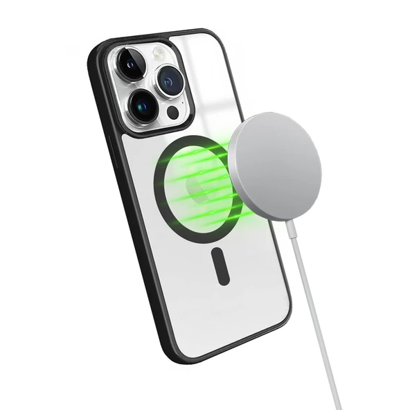 iPhone 14 Pro Magsafe Özellikli Renkli Clear Case Kapak - 7