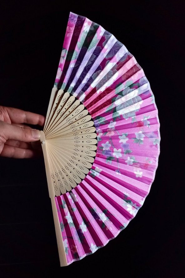 Japon Bambu Kumaş Yelpaze Çanta Boy Stant Hediyeli No.33 - 8